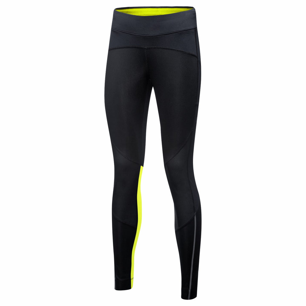 Women R5 WINDSTOPPER® Tights - Black/Neon Yellow